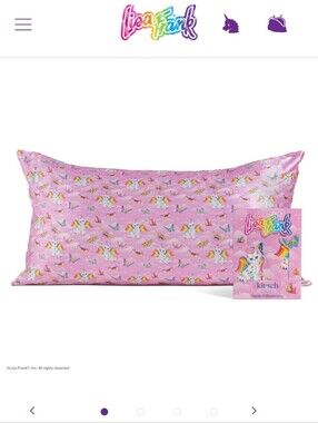 Brand New Kitsch Lisa Frank Pink Unicorn Satin Pillowcase with Rainbow Motifs